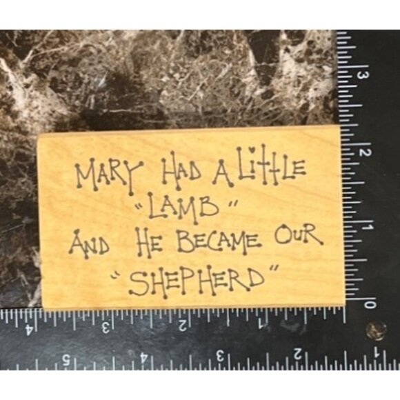 Vintage Judith 1995 Wood Mounted Rubber Stamp Mary Had A Little Lamb - Picture 1 of 4